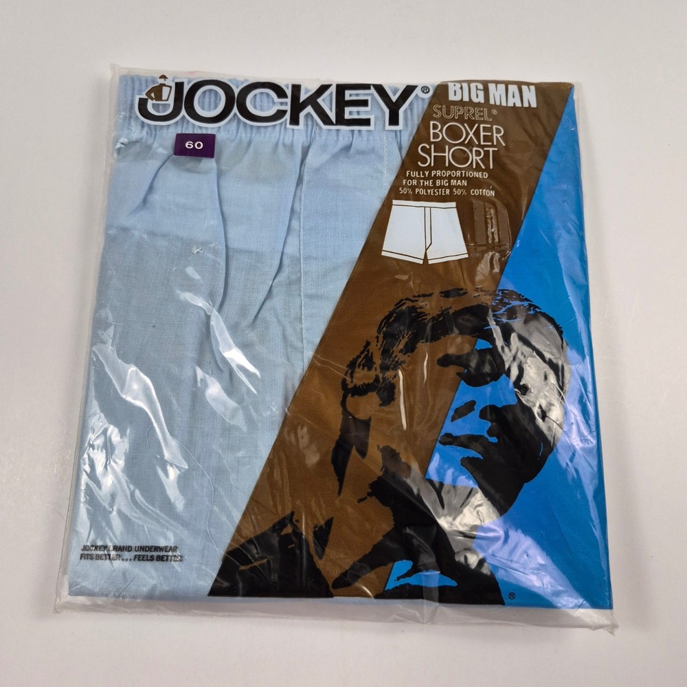 Vintage Jockey Big Man Suprel Boxer Shorts Blue Size 60 Dead Stock 1970s